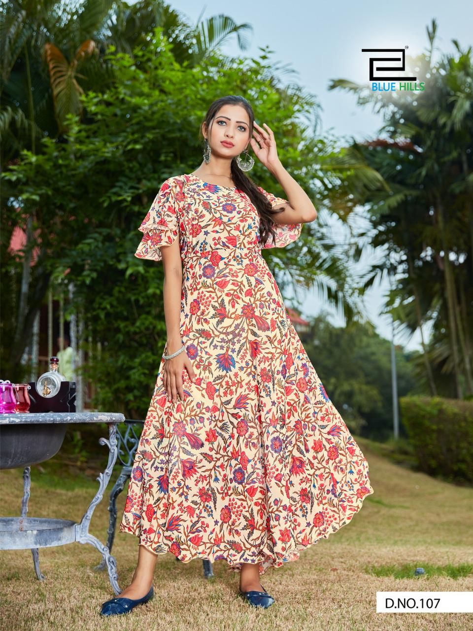 Blue Hills Big Bull 3 Ethnic Wear Fancy Designer Chiffon Digital Print  Anarkali Kurti Collection